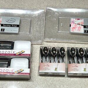 Premium Disposable Party Serveware Set (7 Packs Total) - Plates &amp; Spoons